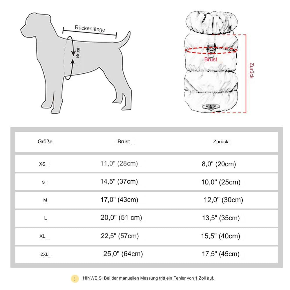 Gepolsterte Winterjacke für Hunde